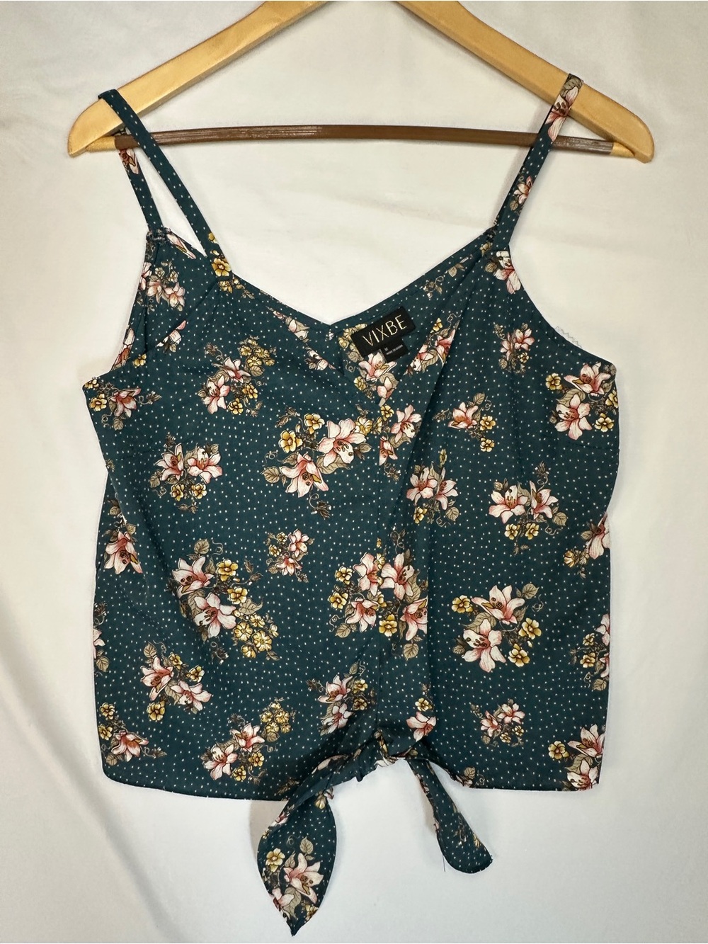 Vixbe Blue Floral Tie-Front Cami Top
